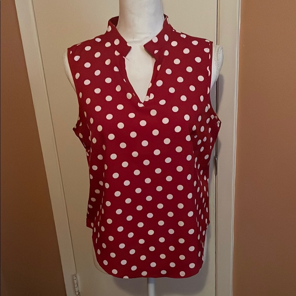 “Shein” Polka Dot Sleeveless Top - Red and White!